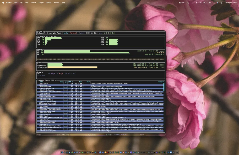 xtop screenshot — Dashboard
