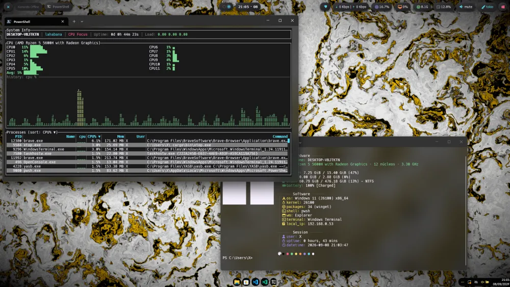 xtop screenshot — xtop en Windows